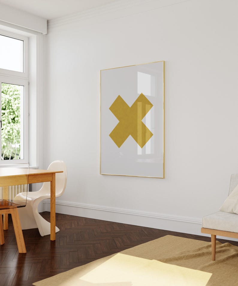 Geometrische Wandkunst, Affiche Scandinave, Geometrischer Druck, Gold Senf Wandkunst, Minimalistische Kunst, Wohnzimmer Kunst, druckbare Kunst Bild 4