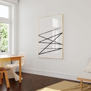 Arte mural minimalista moderno, póster geométrico, arte escandinavo en blanco y negro para sala de estar. imagen 6