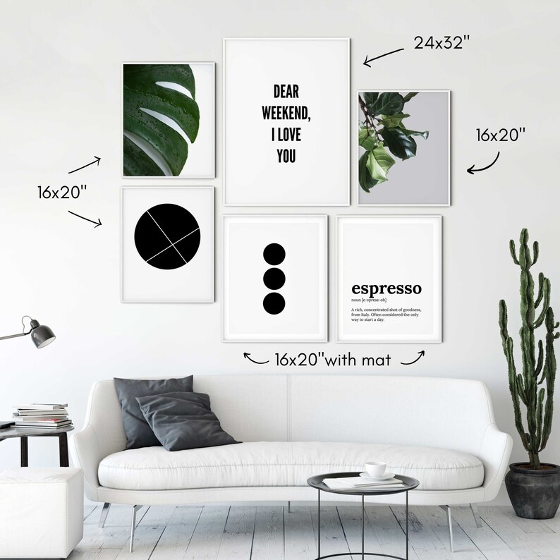 Gallery Wall Set Wall Art Set of 6 Posters Geometric Etsy