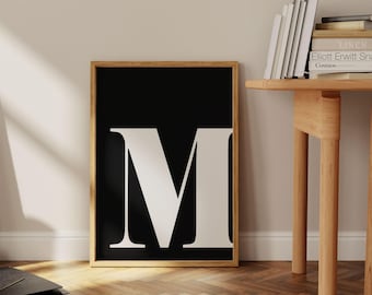 Letter M Print, Modern Initial Wall Art, Kids Room Decor (Digital Download)