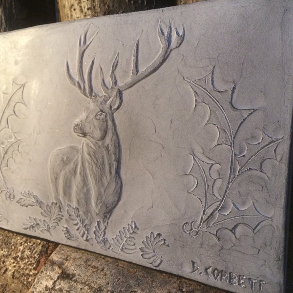Escultura de pared de ciervo, piedra compuesta, adorno de ciervo, placa de jardín, regalos para jardineros, regalos de jardín, regalo de arte animal, decoración de cocina