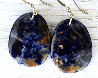 Sodalite Gemstone Earrings, Sodalite Earrings, Gemstone Earrings, Dangle Earrings, Gift for her, Boho Jewelry