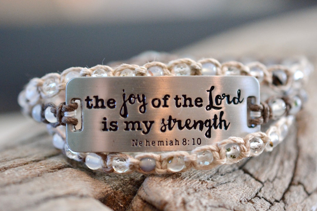 The Joy of the Lord is My Strength Christian Wrap Bracelet, Beaded Wrap