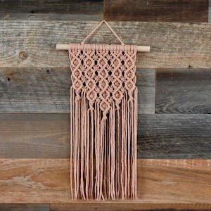 Handcrafted Macrame Wall Hanging: Boho Home Decor, Baked Clay Cording