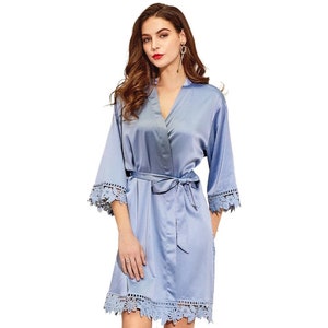 Steel blue bridesmaid robes best sale