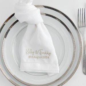 Custom Linen Napkin with Embroidered Monogram | Ideal for Weddings, engagements and Housewarming Gifts