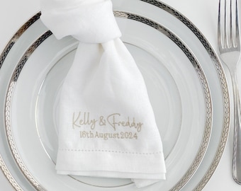 Custom Linen Napkin with Embroidered Monogram | Ideal for Weddings, engagements and Housewarming Gifts