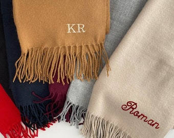 Personalized Wool Scarf: Custom Name, Tassel Trim