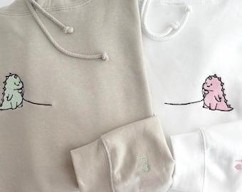 Sweat-shirt pour couple mignon, sweat à capuche dinosaure pour couple, cadeau spécial petit ami Saint-Valentin, cadeau petite amie personnalisé anniversaire mari femme