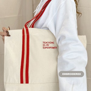 Personalisierte Tragetasche für Lehrerin / Lehrertasche bestickt / Personalisierte Tragetasche für Lehrerin / Lehrerin Tasche