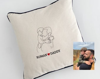 Custom Embroidered Photo Silhouette Pillow Cushion -embroidery photo gift mothers day embroidered gift fathers day photo gift idea