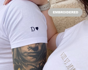 Customised embroidered Couple shirt, Roman Numerals tee shirt, Anniversary Date, Wedding Date, valentines Day Matching Couples t shirt
