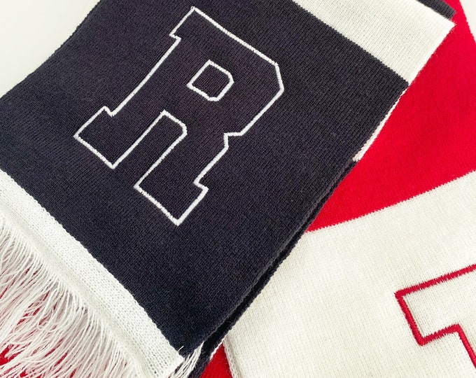 Striped college scarf letter scarf embroidered sports scarf football scarf with initials custom scarf name scarf