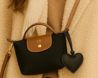Custom Initials Nylon Crossbody Tote – Personalised Mini Bag for Women & Girls