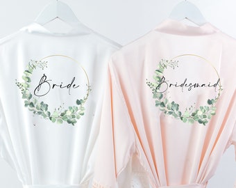 Personalisierte Brautjungfer Roben Hochzeit Dressing Kleid Blumen Braut Robe Satin Hochzeit Robe blush Brautjungfer Robe grau Braut Robe