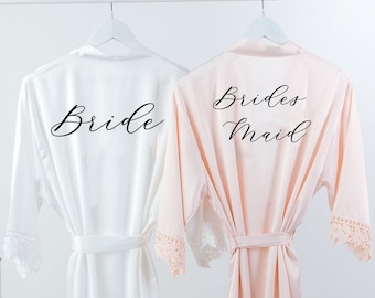 Bridesmaid Robes Bridesmaid Lace Bridal Robes Maid of Honor Bridal Party Robes Pink Bridesmaid Robes Getting Ready