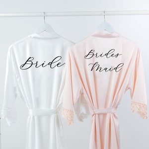 Bridesmaid Robes Bridesmaid Lace Bridal Robes Maid of Honor Bridal Party Robes Pink Bridesmaid Robes Getting Ready