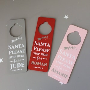 Santa stop here sign personalised santa sign santa door hanger Christmas sign kids Christmas sign Christmas decorations for kids Christmas