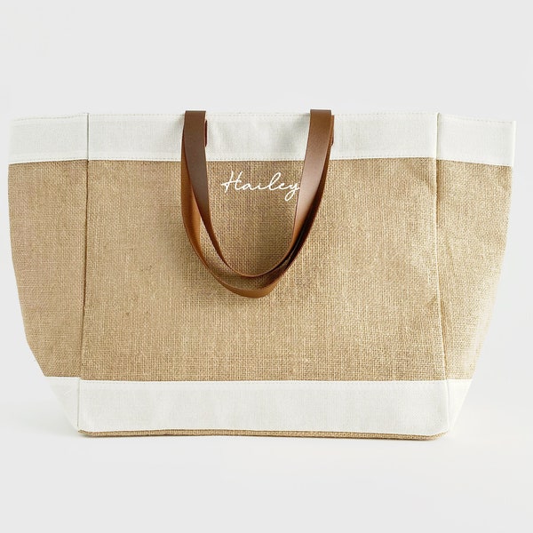 Straw Beach Bag With Initials Etsy