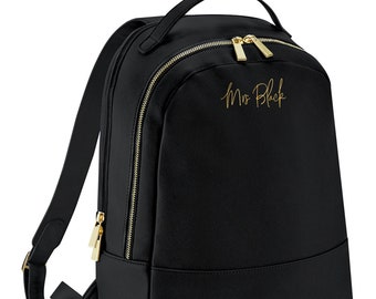 Personalized Faux Leather Backpack: Monogrammed Hand Luggage Bag
