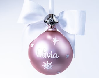 Pink Christmas bauble Pink Christmas balls Christmas balls personalised baby girl first Christmas Christmas ornaments custom Christmas ball