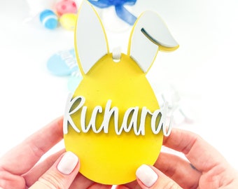 Personalised bunny tag, wooden bunny tag, wooden easter tags, rabbit tags, wooden easter basket tag, girls easter tag, boys easter tag