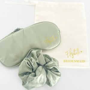 scrunchie, eye mask, satin eye mask, bridesmaid gift bag, hair scrunchie, bridesmaid gift set, bridesmaid proposal
