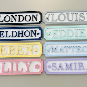 Boys name sign Girls name sign Boys door sign Girls door sign street style sign nursery door sign kids room door sign Childs room door sign