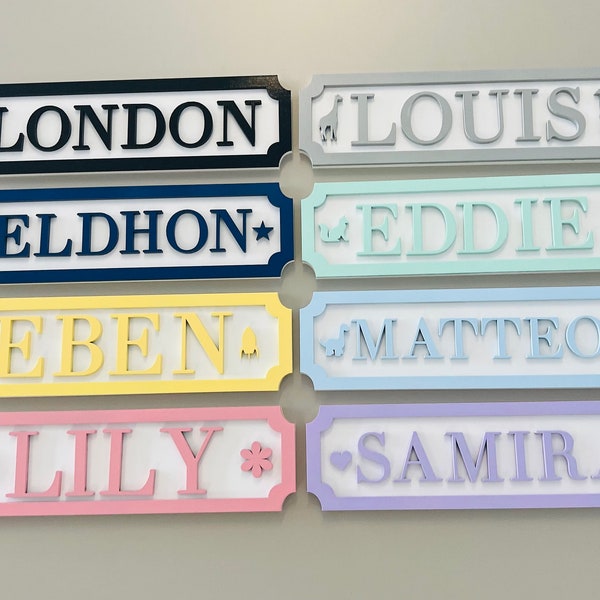 Boys name sign Girls name sign Boys door sign Girls door sign street style sign nursery door sign kids room door sign Childs room door sign