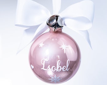 Pink Christmas decor Rose Gold bauble Pink Christmas balls Christmas balls personalised baby girl first Christmas Christmas ornaments custom