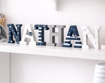 Placa de madeira personalizada com nome - Decoração de parede para quarto de bebê, letras personalizadas para quarto infantil.