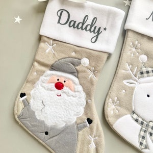 Personalised Christmas stocking grey custom christmas stocking red Santa stocking baby Christmas stocking family christmas stocking image 2