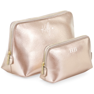 Personalisierte Kosmetiktasche Roségold groß Brautjungfer