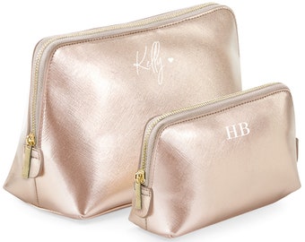 Personalized cosmetic bag rose gold large bridesmaid