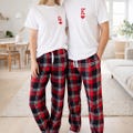 King and Queen of Hearts Matching Couple Pyjamas, Tartan Flannel Set product logo
