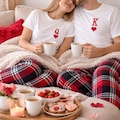 Matching Valentines Pajama Set: King & Queen Shirts Valentines day gift romantic valentines gift for husband valentines day gift for him men product logo