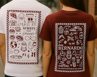 Custom Doodle Icon Shirt, Personalized Couple Gift, Valentine's Day Tee