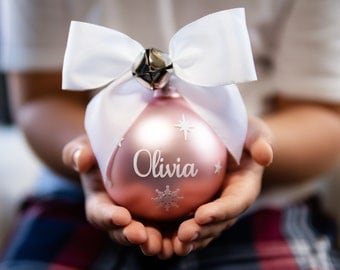 Boule de Noël personnalisée Boule de Noël rose fille premier Noël boules de Noël personnalisées décoration fille