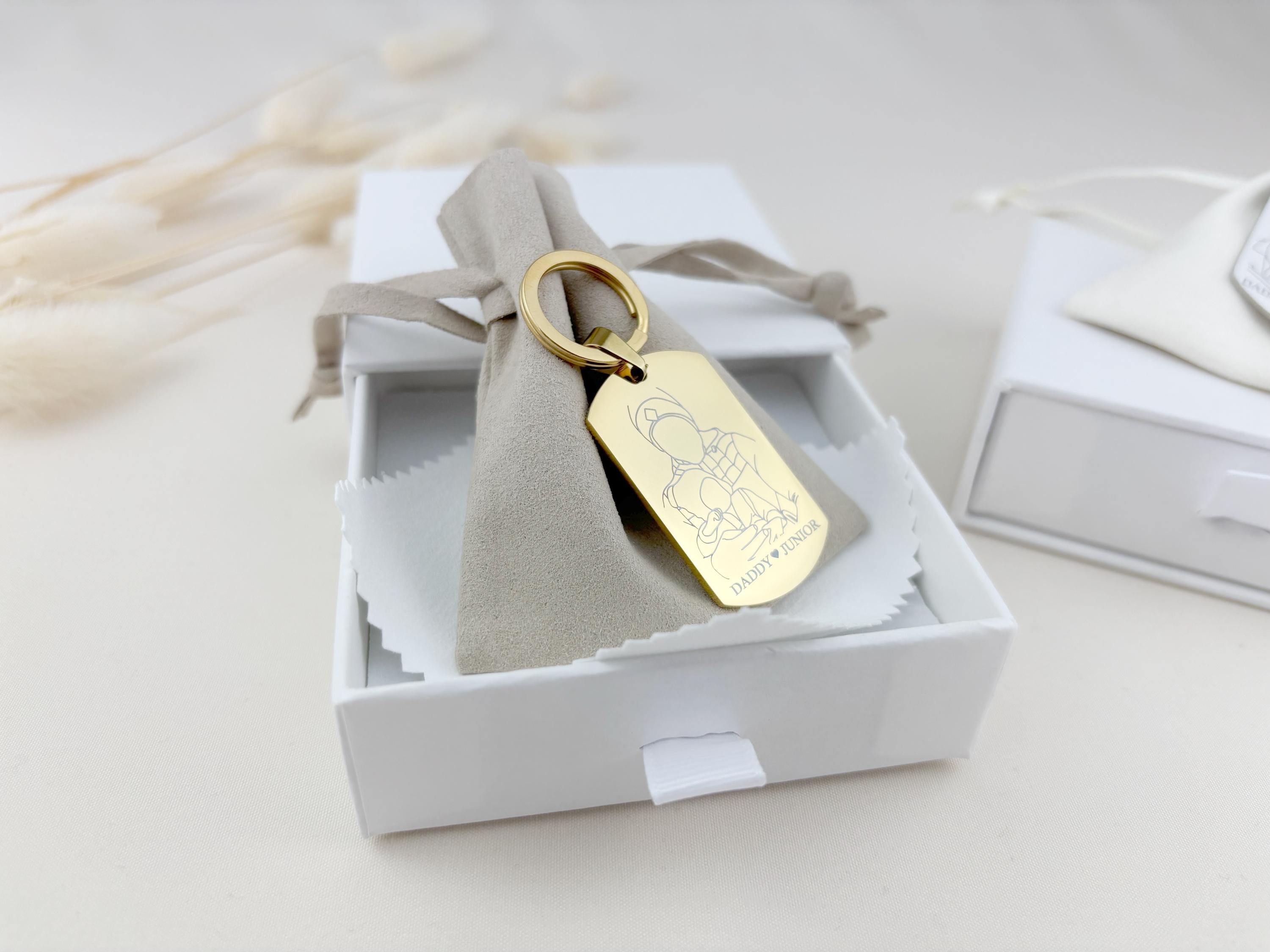 Engraved Photo Outline Keychain, Personalized Silver or Gold Keyring ...