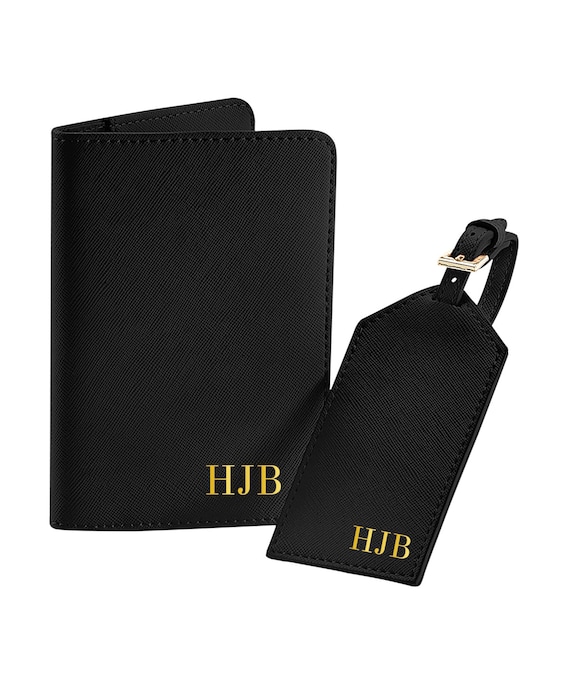 Personalized Passport Cover & Luggage Tag Set: Saffiano Fine Grain