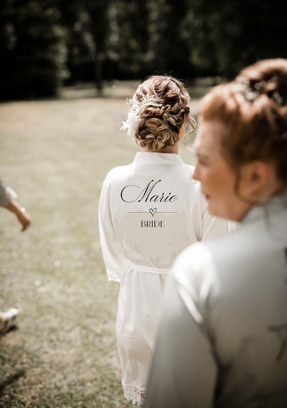 Personalized Satin Bridal Robe: Burgundy Silky Wedding Kimono