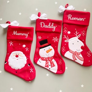 Personalisierter Weihnachtsstrumpf grau individuelle Weihnachtsstrumpf rot Nikolausstrumpf Baby Weihnachtsstrumpf Familie Weihnachtsstrumpf Bild 3