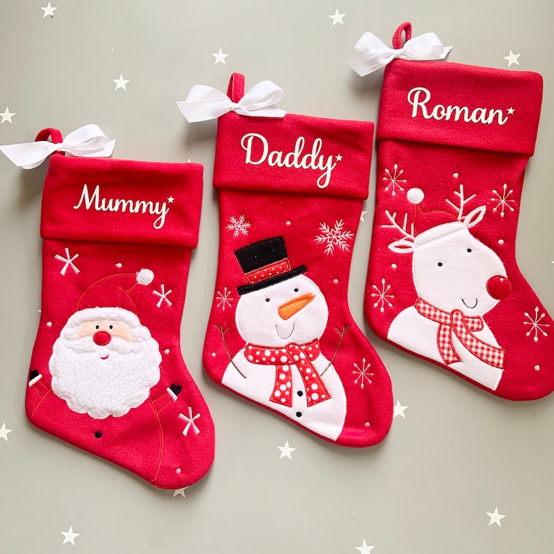 Personalised Christmas stocking grey custom christmas stocking red Santa stocking baby Christmas stocking family christmas stocking image 3