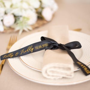 Personalised Glass Ribbon – Custom Champagne Ribbon – Satin Ribbon Name Tags – Wedding Drink Name Tag – Custom Name Ribbon
