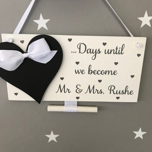 Wedding countdown wedding sign countdown to wedding days until wedding Mr and Mrs countdown marriage countdown days until I do image 4