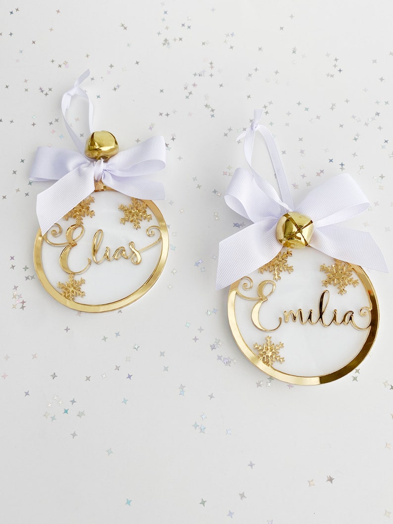 Personalisierte Weihnachtskugel personalisiert Ornament rot gold weiß schwarz Weihnachtsdeko Bild 7