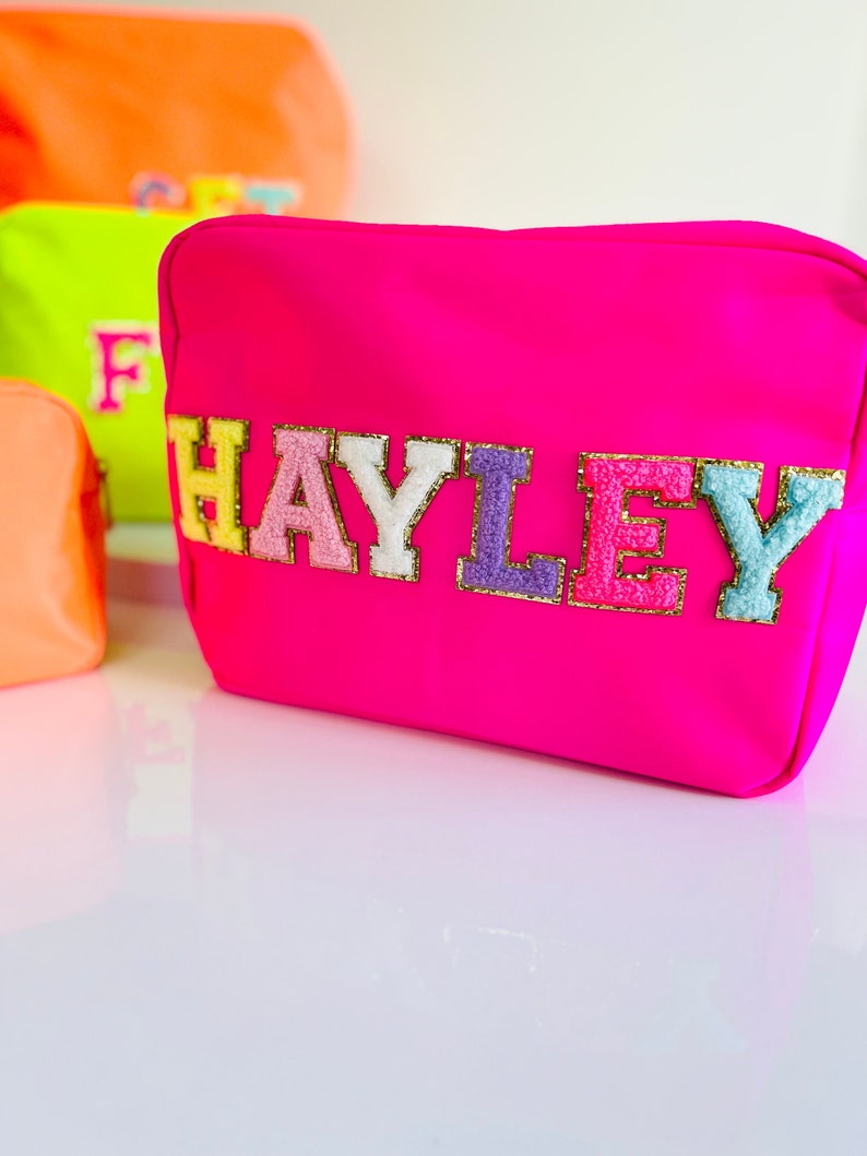 cosmetic bag with patch letters