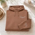 Embroidered Personalised Father Papa Sweatshirt, Father's Day Gift, New Dad Gift, Wear my heart on sleeve, Custom Kids Names on Sleeve product logo