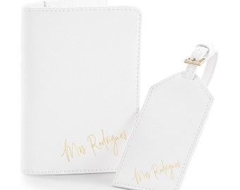 Personalized Wedding Passport Cover & Luggage Tag Set
