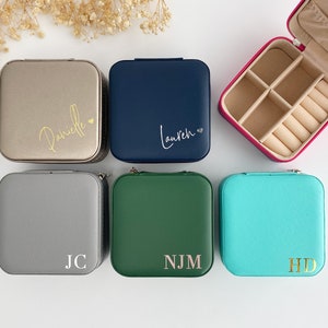 personalized jewelry box Custom Jewelry Boxes Bridesmaid Jewelry Box Travel Jewelry Case, Custom Name Jewelry box image 4